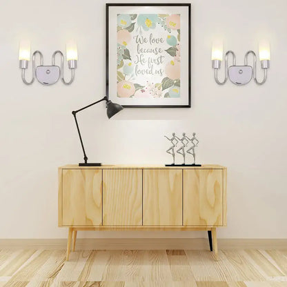 Contemporary chrome milk glass pill sconce bedroom wall light