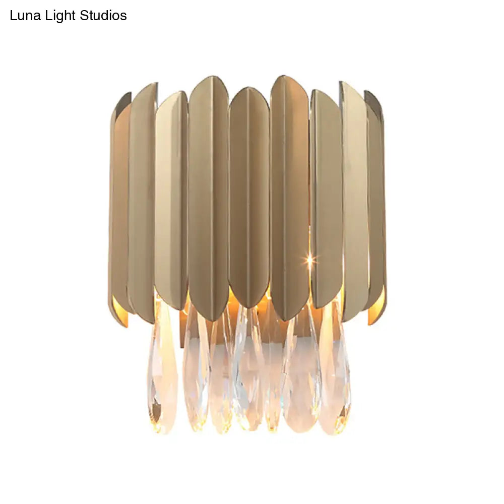 DecorBites™ Contemporary Clear Crystal Wall Lamp - 1 Light, Brass Finish - Ideal for Living Room Lighting