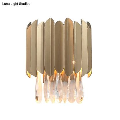 DecorBites™ Contemporary Clear Crystal Wall Lamp - 1 Light, Brass Finish - Ideal for Living Room Lighting