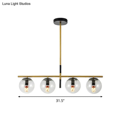 DecorBites™ Contemporary Clear Glass Ball Pendant Light with 4 Bulbs - Black and Gold