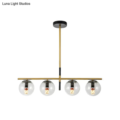 DecorBites™ Contemporary Clear Glass Ball Pendant Light with 4 Bulbs - Black and Gold