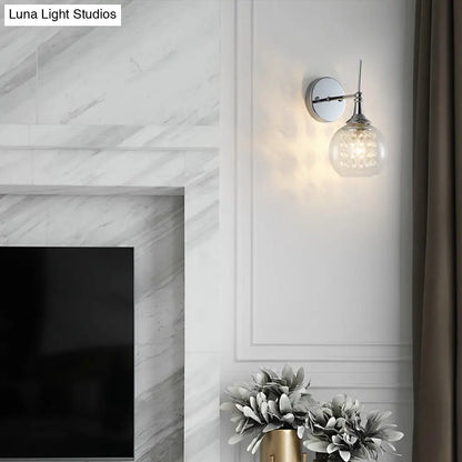 DecorBites™ Contemporary Clear Glass Wall Sconce with Inner Crystal Strand and Chrome Finish