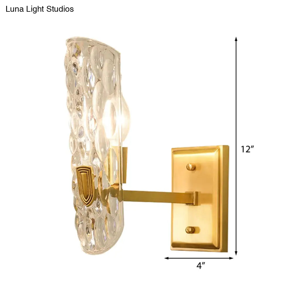 DecorBites™ Contemporary Clear Water Glass Wall Sconce - Brass 1/2-Light Bedside Lamp