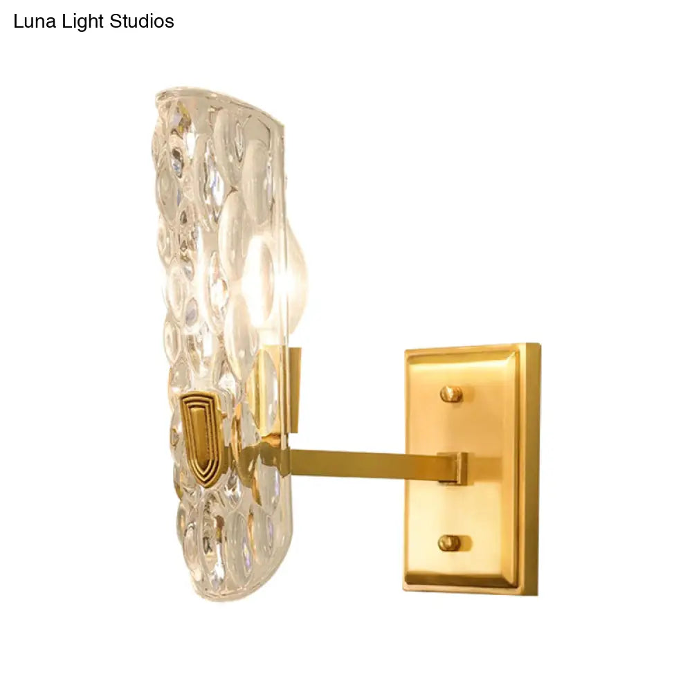 DecorBites™ Contemporary Clear Water Glass Wall Sconce - Brass 1/2-Light Bedside Lamp