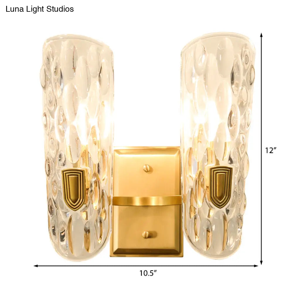 DecorBites™ Contemporary Clear Water Glass Wall Sconce - Brass 1/2-Light Bedside Lamp