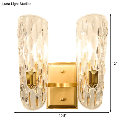 DecorBites™ Contemporary Clear Water Glass Wall Sconce - Brass 1/2-Light Bedside Lamp