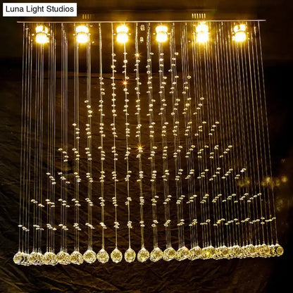 DecorBites™ Contemporary Crystal Ball Cascade Flush Ceiling Light - 6 Lights, Nickel Finish