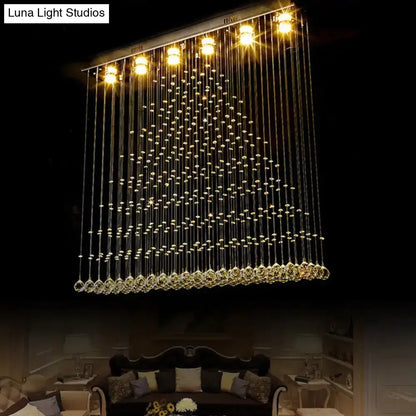 DecorBites™ Contemporary Crystal Ball Cascade Flush Ceiling Light - 6 Lights, Nickel Finish