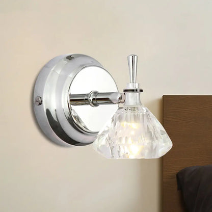 DecorBites™ Contemporary Crystal Bathroom Sconce with Beveled Clear Glass and Chrome Finish