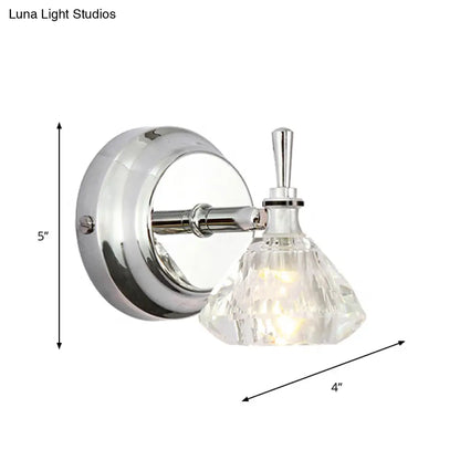 DecorBites™ Contemporary Crystal Bathroom Sconce with Beveled Clear Glass and Chrome Finish