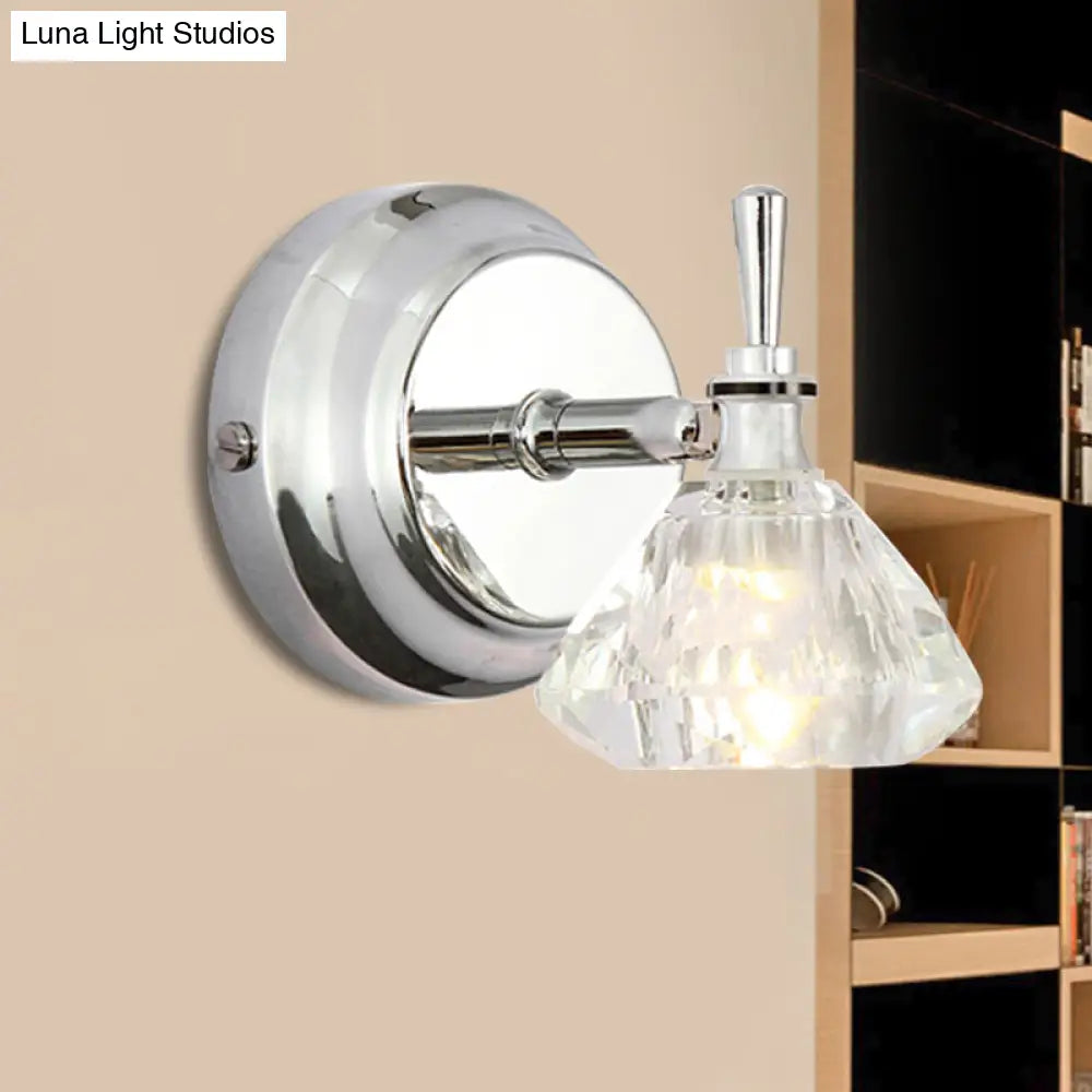 DecorBites™ Contemporary Crystal Bathroom Sconce with Beveled Clear Glass and Chrome Finish