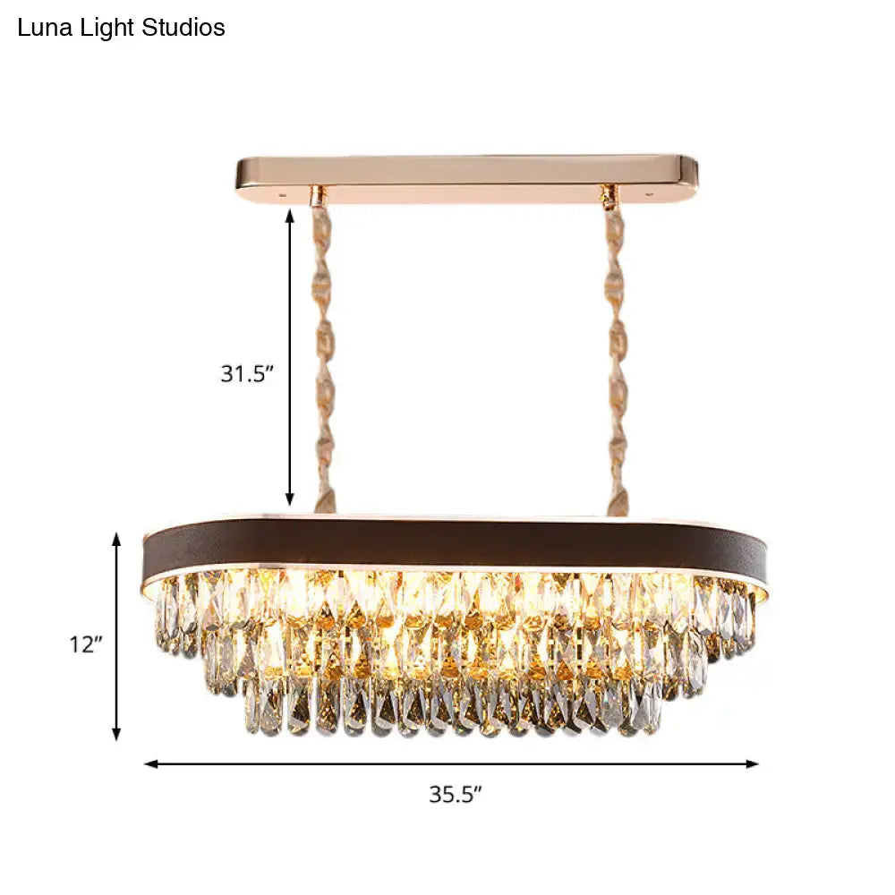 Contemporary crystal block oval island lamp kitchen light fixture