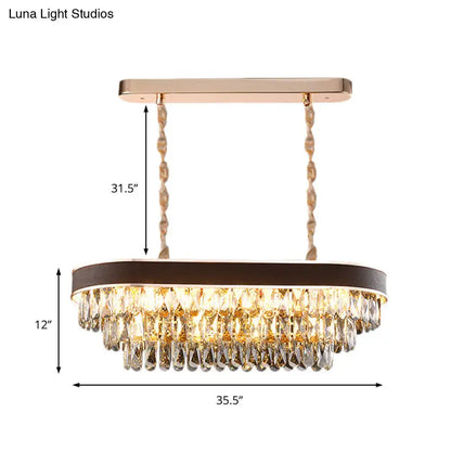 Contemporary crystal block oval island lamp kitchen light fixture