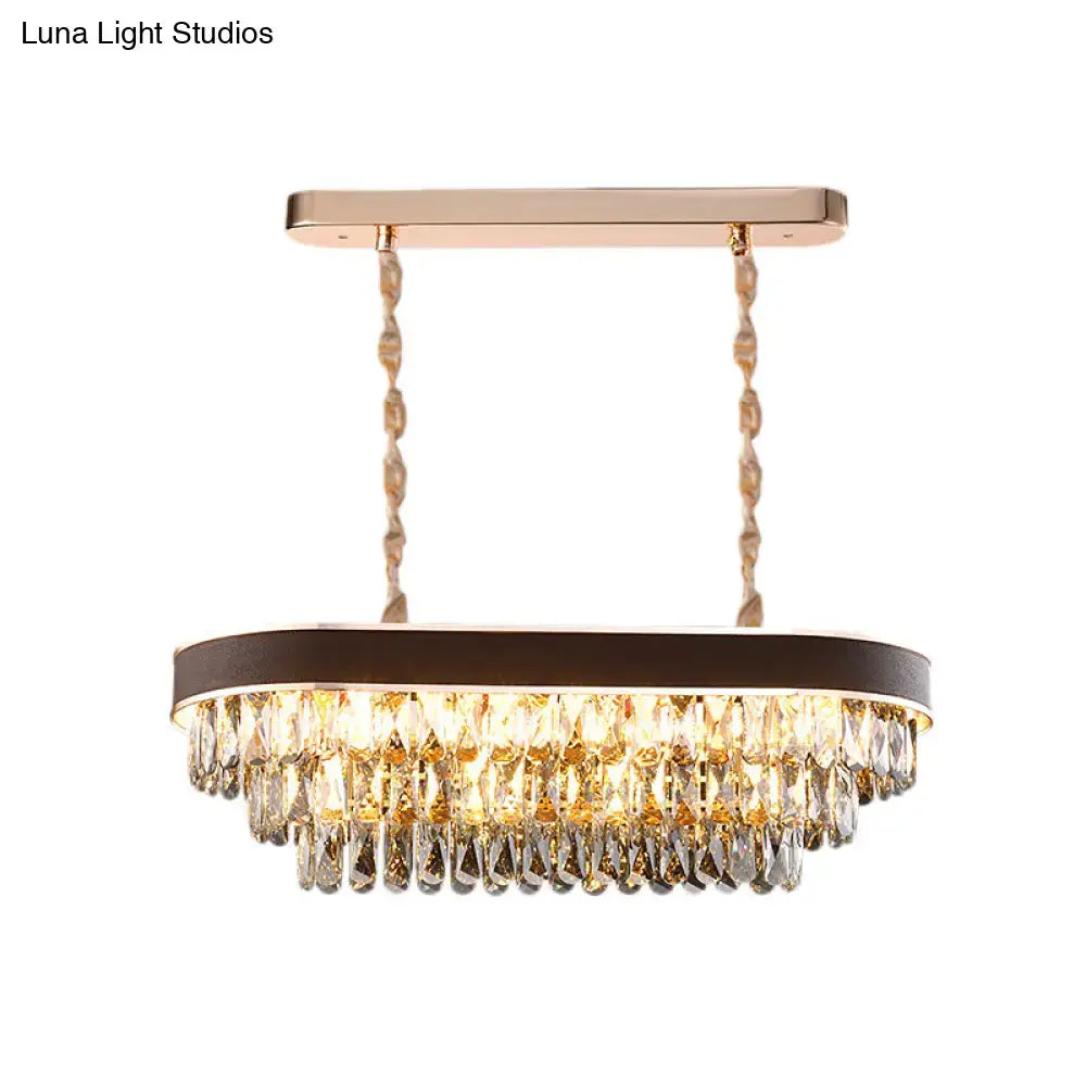 Contemporary crystal block oval island lamp kitchen light fixture