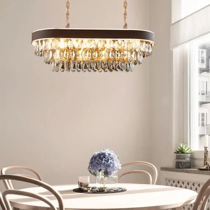 Contemporary crystal block oval island lamp kitchen light fixture