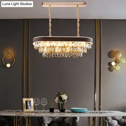 Contemporary crystal block oval island lamp kitchen light fixture