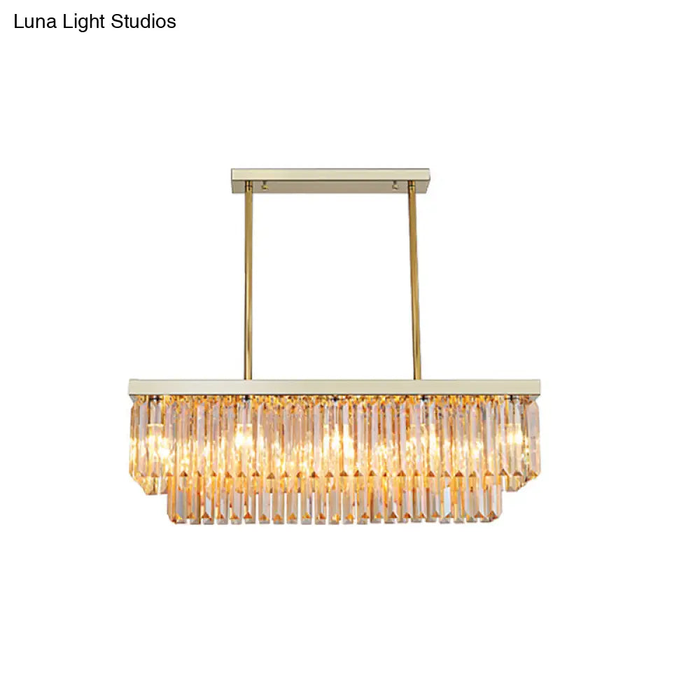 DecorBites™ Contemporary Crystal Block Rectangle Hanging Lamp Kit - 8 Lights, Clear/Amber, 31.5"/39" W