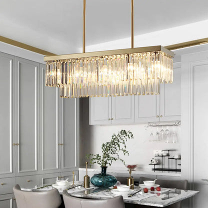 DecorBites™ Contemporary Crystal Block Rectangle Hanging Lamp Kit - 8 Lights, Clear/Amber, 31.5"/39" W