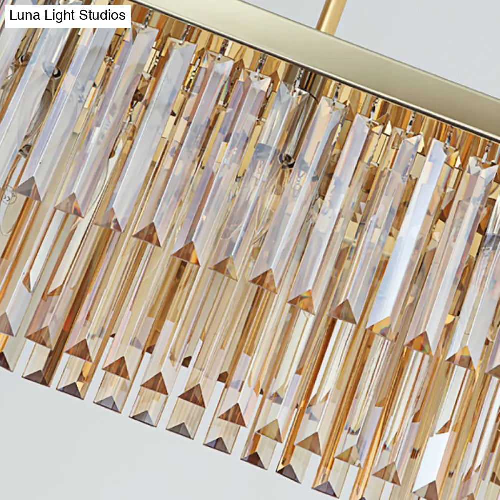 DecorBites™ Contemporary Crystal Block Rectangle Hanging Lamp Kit - 8 Lights, Clear/Amber, 31.5"/39" W