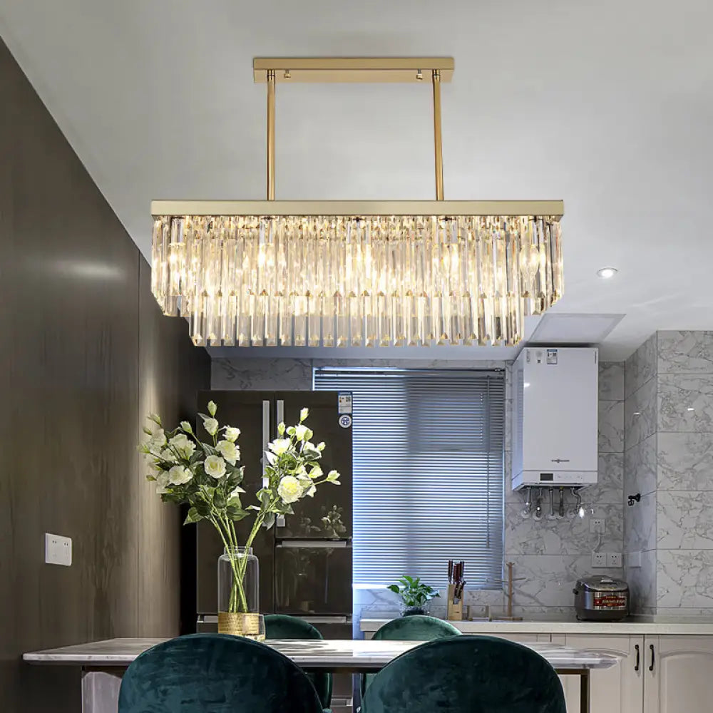 DecorBites™ Contemporary Crystal Block Rectangle Hanging Lamp Kit - 8 Lights, Clear/Amber, 31.5"/39" W