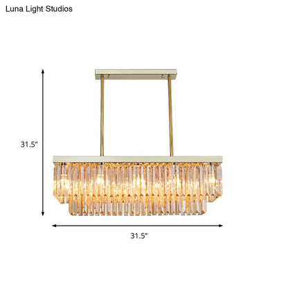 DecorBites™ Contemporary Crystal Block Rectangle Hanging Lamp Kit - 8 Lights, Clear/Amber, 31.5"/39" W