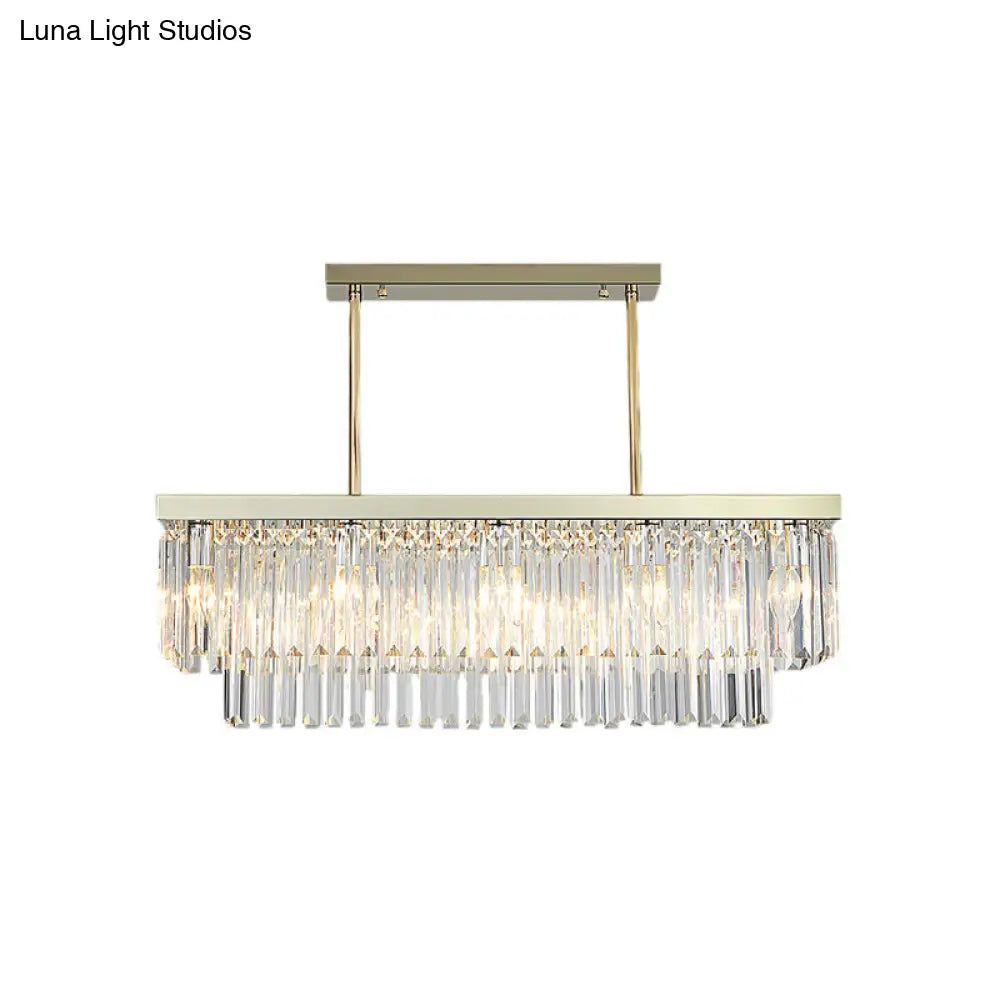 DecorBites™ Contemporary Crystal Block Rectangle Hanging Lamp Kit - 8 Lights, Clear/Amber, 31.5"/39" W