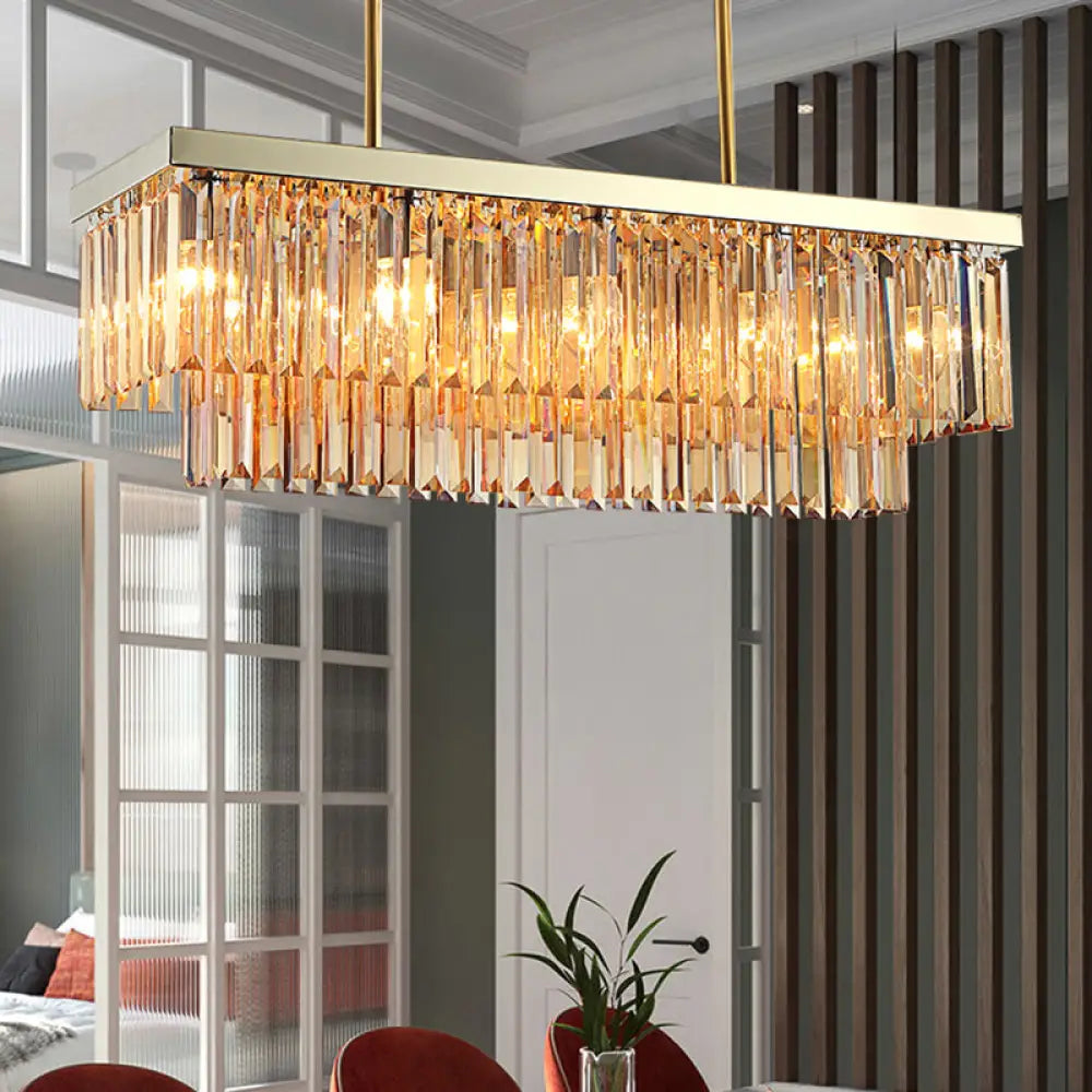 DecorBites™ Contemporary Crystal Block Rectangle Hanging Lamp Kit - 8 Lights, Clear/Amber, 31.5"/39" W
