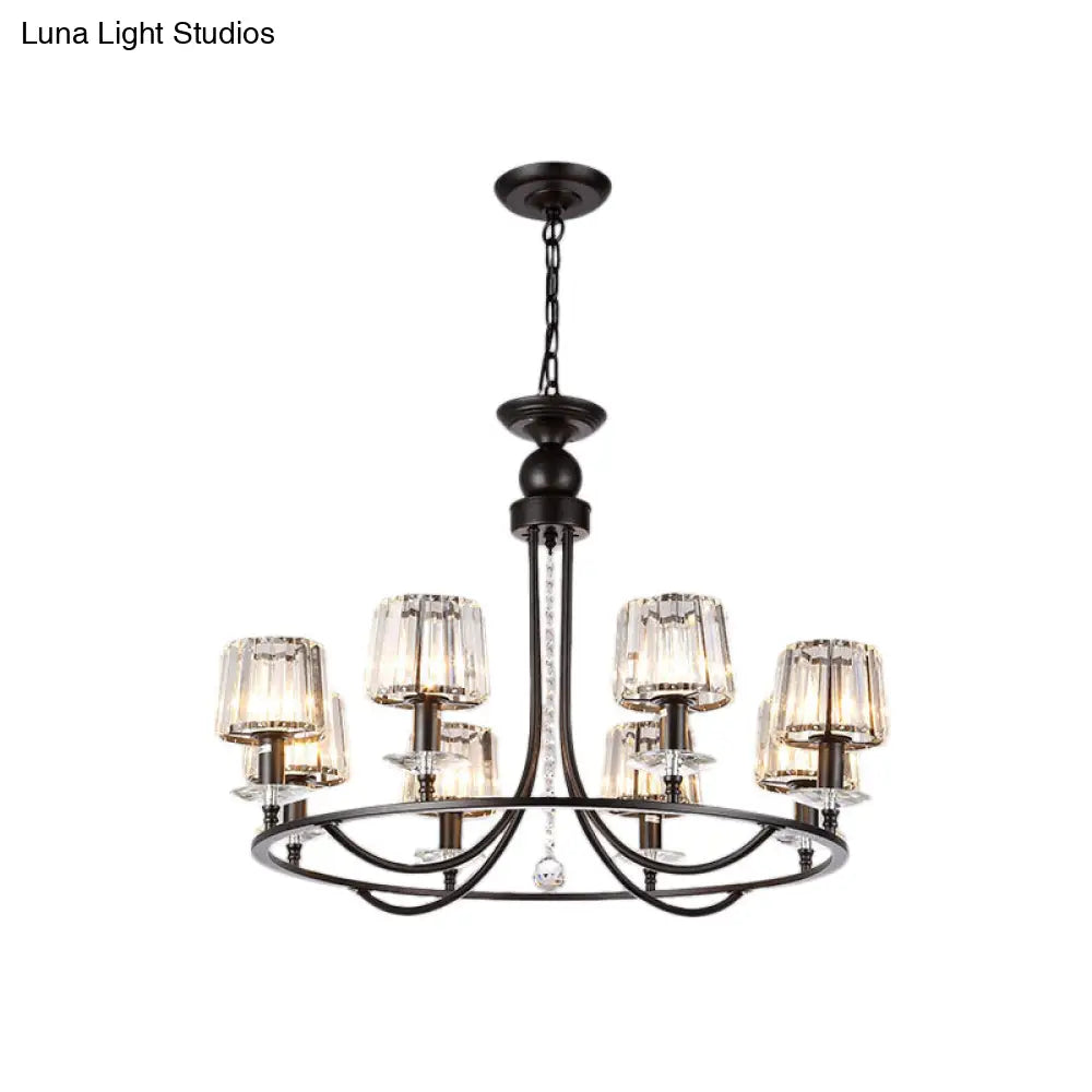 DecorBites™ Contemporary Crystal Chandelier - 4/6/8 Lights Circle Hanging Light in Black for Bedroom