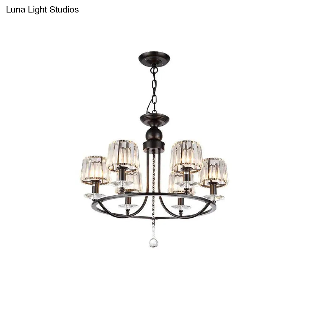 DecorBites™ Contemporary Crystal Chandelier - 4/6/8 Lights Circle Hanging Light in Black for Bedroom