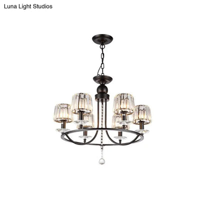 DecorBites™ Contemporary Crystal Chandelier - 4/6/8 Lights Circle Hanging Light in Black for Bedroom