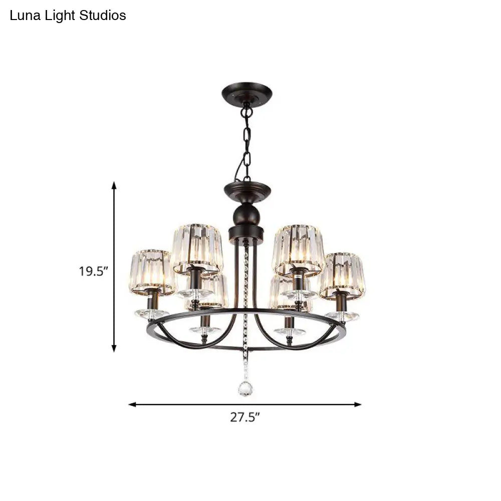 DecorBites™ Contemporary Crystal Chandelier - 4/6/8 Lights Circle Hanging Light in Black for Bedroom