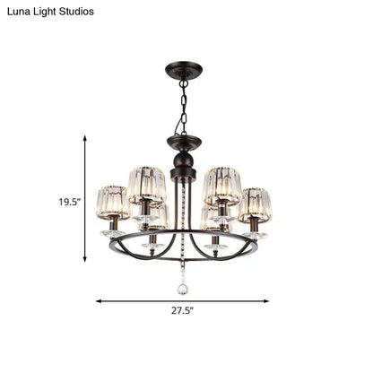 DecorBites™ Contemporary Crystal Chandelier - 4/6/8 Lights Circle Hanging Light in Black for Bedroom