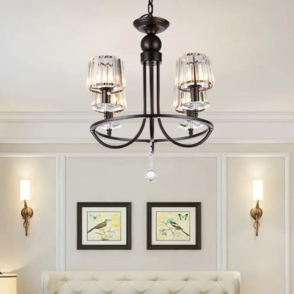 DecorBites™ Contemporary Crystal Chandelier - 4/6/8 Lights Circle Hanging Light in Black for Bedroom