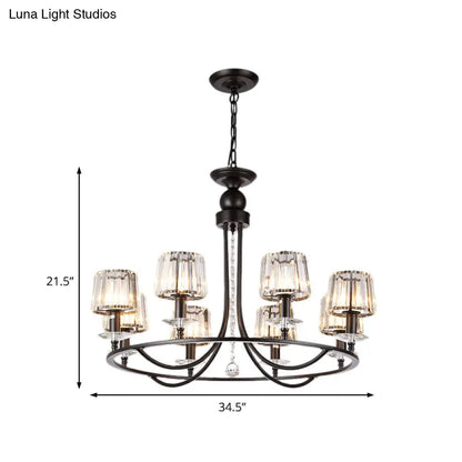 DecorBites™ Contemporary Crystal Chandelier - 4/6/8 Lights Circle Hanging Light in Black for Bedroom