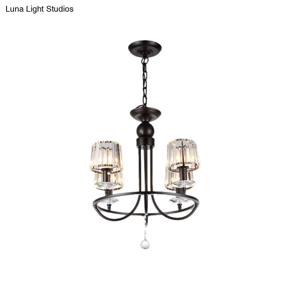 DecorBites™ Contemporary Crystal Chandelier - 4/6/8 Lights Circle Hanging Light in Black for Bedroom