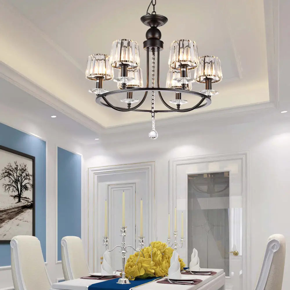 DecorBites™ Contemporary Crystal Chandelier - 4/6/8 Lights Circle Hanging Light in Black for Bedroom