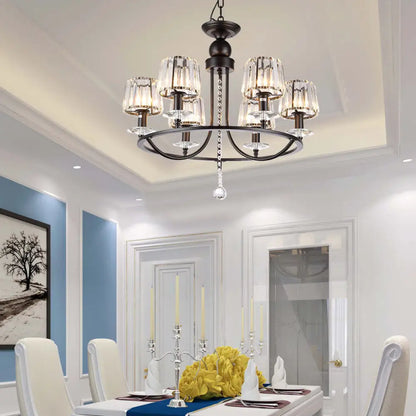 DecorBites™ Contemporary Crystal Chandelier - 4/6/8 Lights Circle Hanging Light in Black for Bedroom