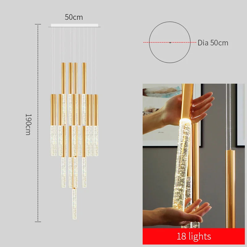 DecorBites™ Contemporary Crystal Chandelier for Large Staircase