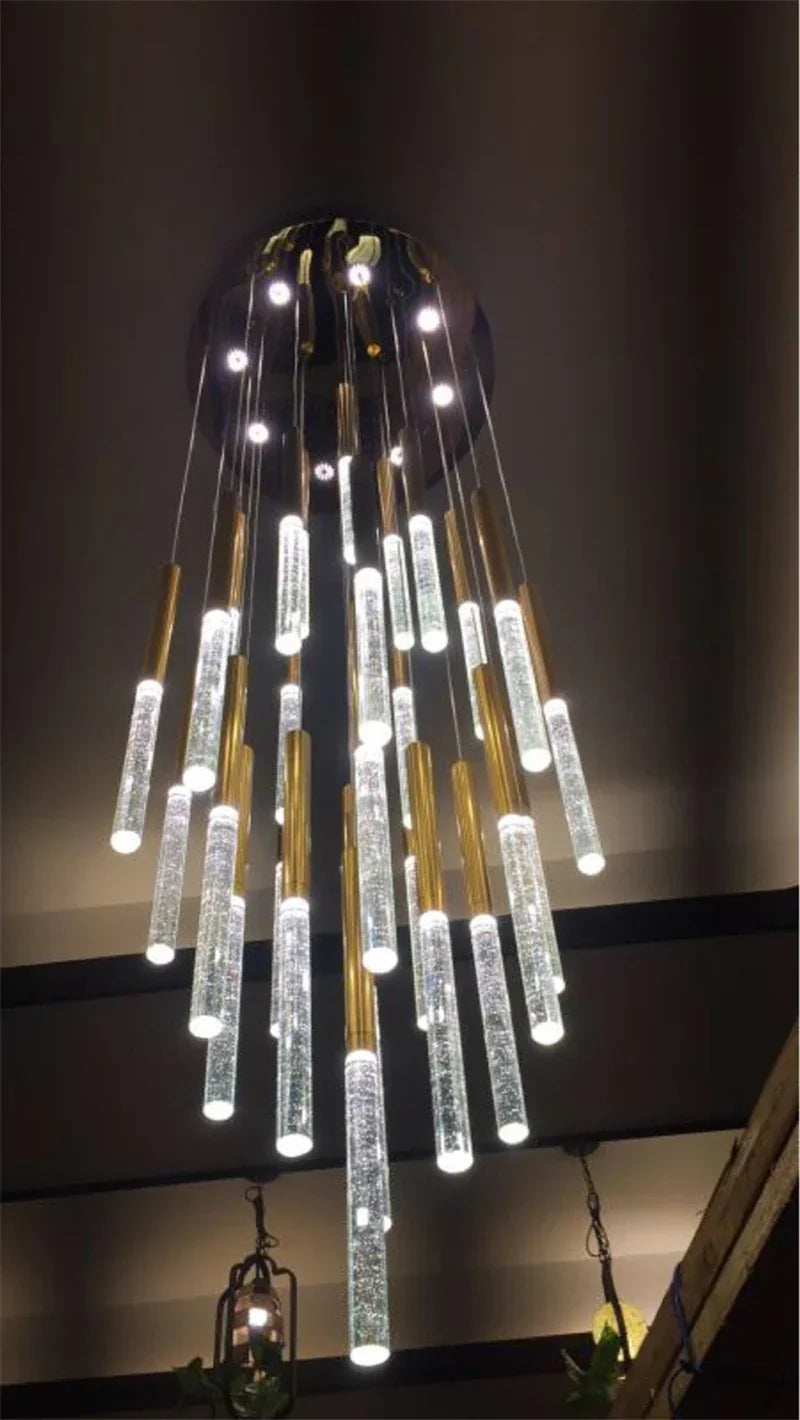 DecorBites™ Contemporary Crystal Chandelier for Large Staircase