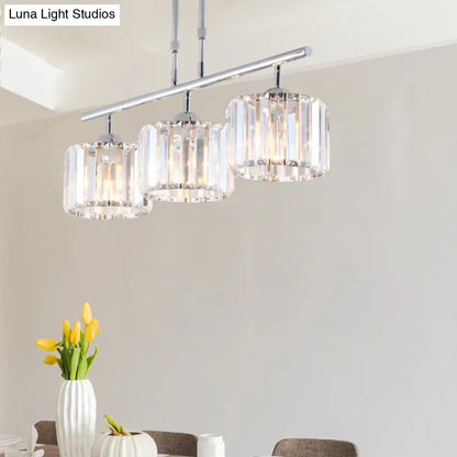 DecorBites™ Contemporary Crystal Chrome Drum Chandelier Light with 3/4 Pendant Bulbs - Perfect for Bedroom