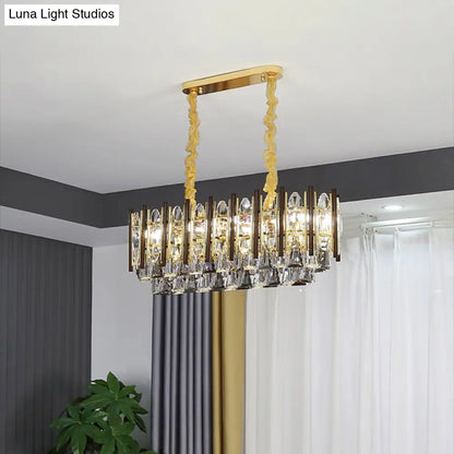 DecorBites™ Contemporary Crystal Cone Island Light Fixture with Gold Finish - 10 Bulbs, Ceiling Suspension Lamp