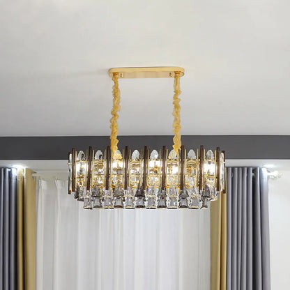 DecorBites™ Contemporary Crystal Cone Island Light Fixture with Gold Finish - 10 Bulbs, Ceiling Suspension Lamp