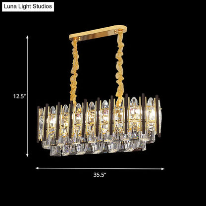 DecorBites™ Contemporary Crystal Cone Island Light Fixture with Gold Finish - 10 Bulbs, Ceiling Suspension Lamp