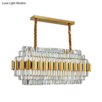 DecorBites™ Contemporary Crystal Gold Pendant Light - 39" Wide 7-Tiered Icicle Chandelier, 16-Light - Perfect for Table