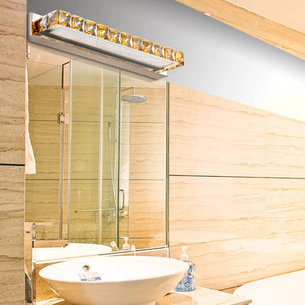 DecorBites™ Contemporary Crystal Gold Wall Sconce - Linear Vanity Light with Warm/White Light for Bathroom - Multiple Width Options