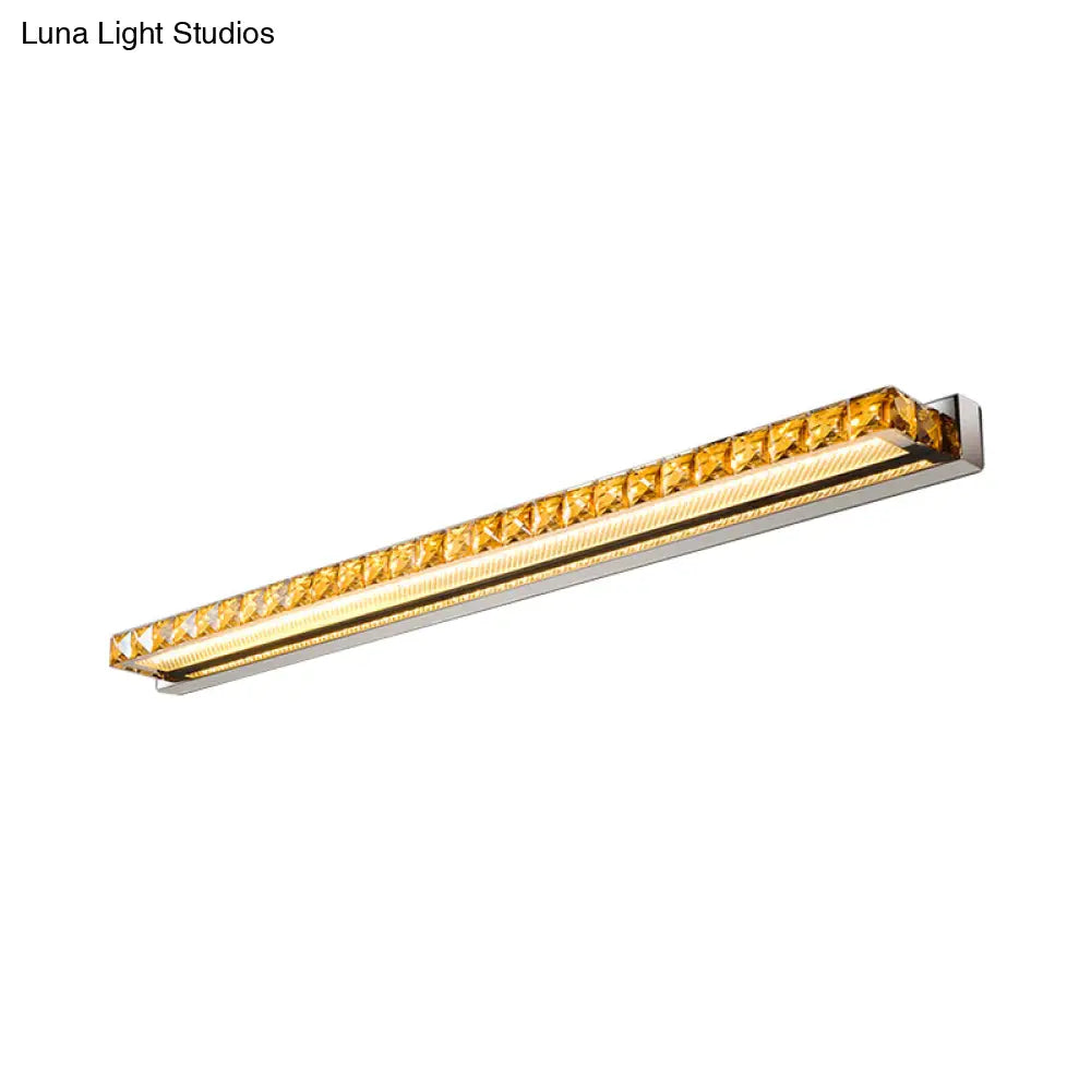 DecorBites™ Contemporary Crystal Gold Wall Sconce - Linear Vanity Light with Warm/White Light for Bathroom - Multiple Width Options