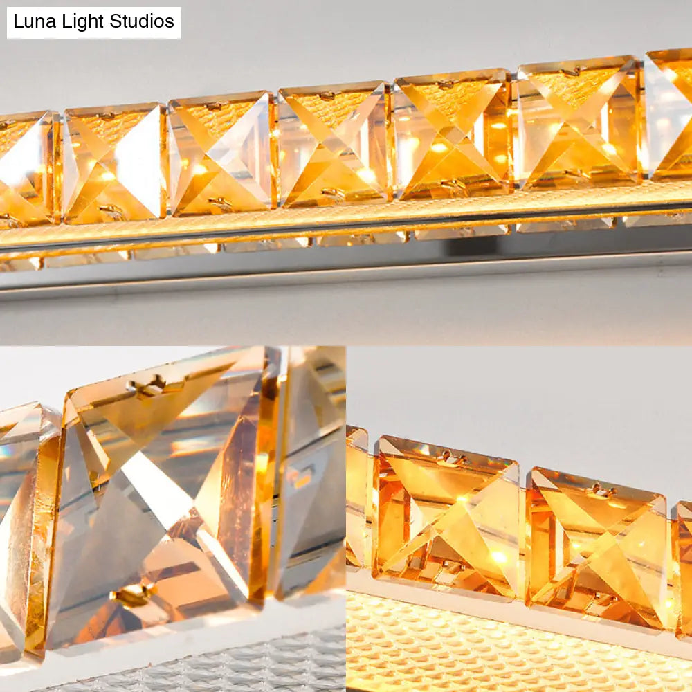 DecorBites™ Contemporary Crystal Gold Wall Sconce - Linear Vanity Light with Warm/White Light for Bathroom - Multiple Width Options