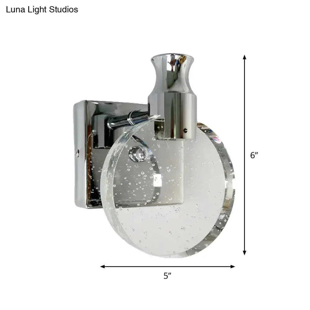 Contemporary crystal led circle wall sconce silver living room light