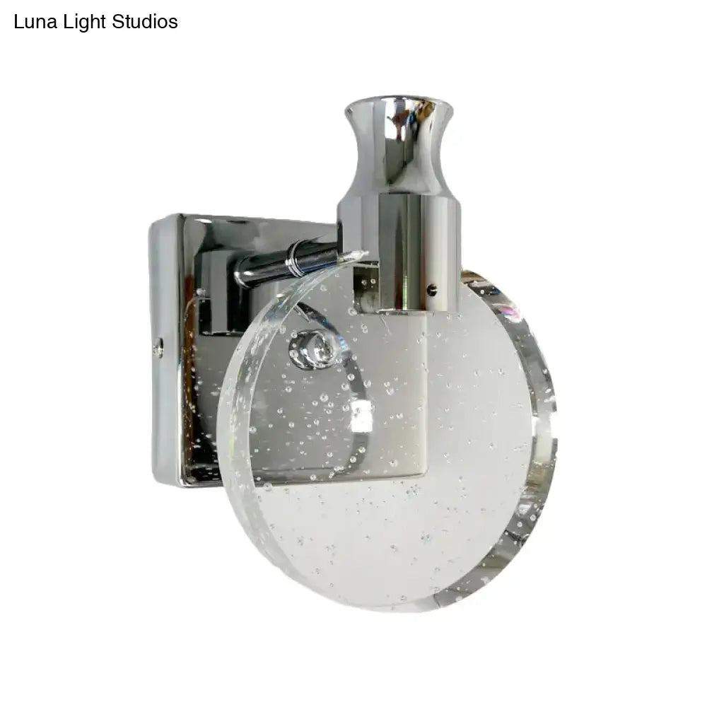 Contemporary crystal led circle wall sconce silver living room light