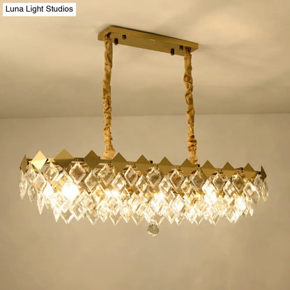 DecorBites™ Contemporary Crystal Rhombus Island Light with 10 Bulbs, Suspended in Gold
